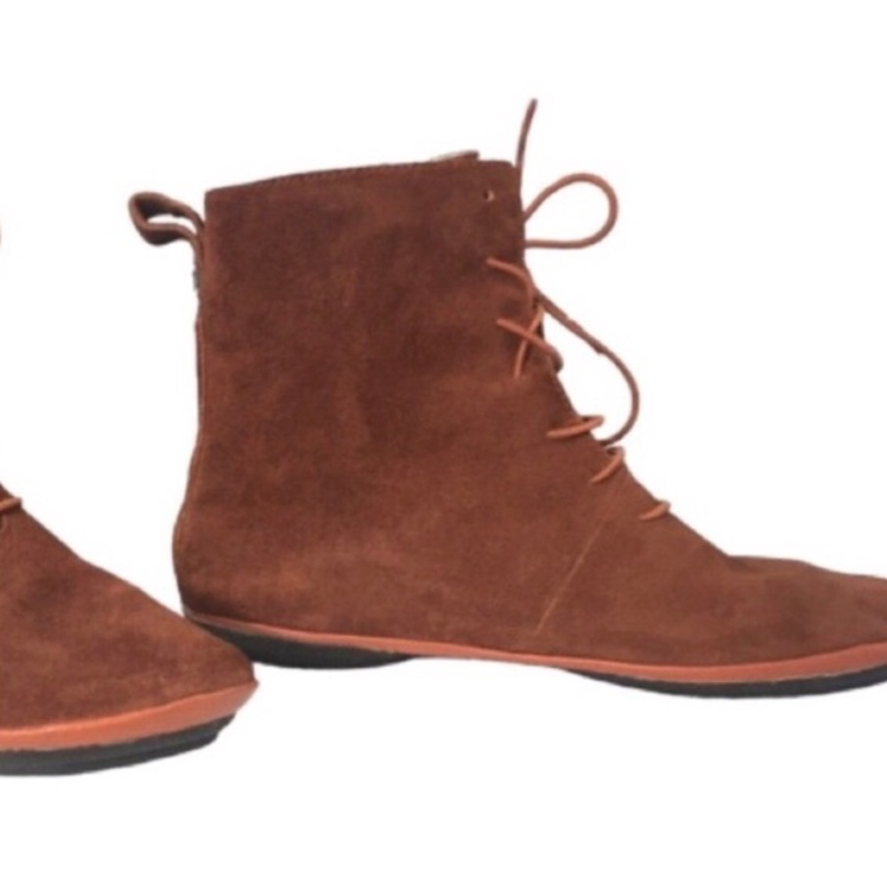 Camper Girl Suede Burnt Orange Lace Up Ankle Booties Shoes 37 US 6.5 - Picture 5 of 6